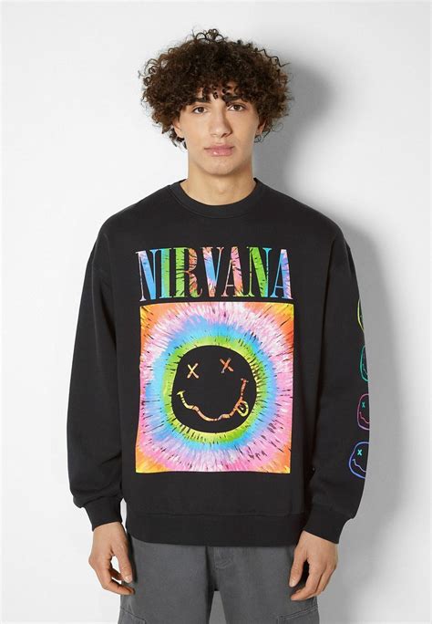 bershka nirvana print sweatshirt grey zalandode