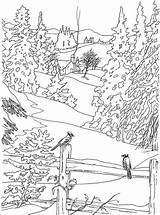 Coloring Pages Winter Scenes Country Scene Landscape Adults Outdoor Fall Book Color Dover Publications Printable Realistic Welcome Haven Scenery Creative sketch template