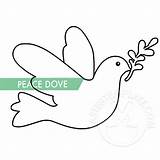 Dove Olive Branch Peace Coloring Template Eastertemplate sketch template