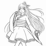 Coloring Pages Hair Kimono Girl Anime Long Wip Cute Deviantart Drawing Printable Color Template Mobile Sketch Print Getcolorings sketch template