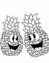 Pineapple Coloring Drawing Cartoon Happy Outline Pages Color Getdrawings Line Pair Printable Getcolorings Print sketch template