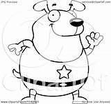 Waving Chubby Dog Super Clipart Cartoon Outlined Coloring Vector Thoman Cory Royalty sketch template