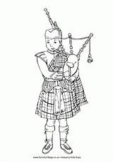 Scottish Colouring Coloring Pages Piper Bagpipes Children Scotland Kids Theme Kilt Colour Wee Activityvillage Highland Gillis Burns Traditional Bag Night sketch template