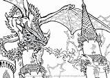 Coloring Dragon Pages Dragons Scary Realistic Castle Adults Knights Cool Detailed Colouring Printable Print Complex Gremlins Drawing Pdf Getcolorings Getdrawings sketch template