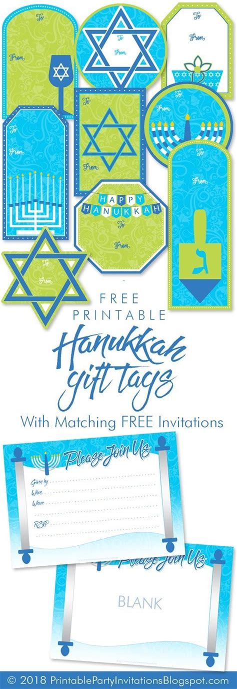 printable hanukkah gift tags  invitations gift tags printable