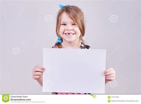 beautiful  girl holding  hands  white sheet  paper stock