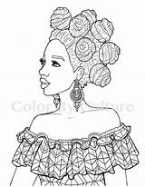 Fashions Adult Africanas Coloriage Pintar Afrodescendientes Sheets Copics sketch template