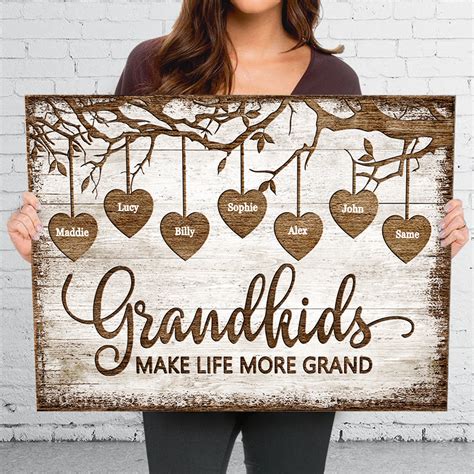 grandkids  life  grand personalized horizontal canvas pawfecthouse