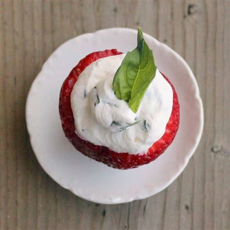 Whipped Cream Stuffed Strawberries With Basil Rachel Cooks®