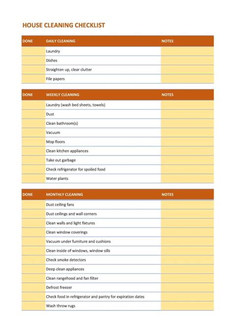 40 printable house cleaning checklist templates ᐅ templatelab