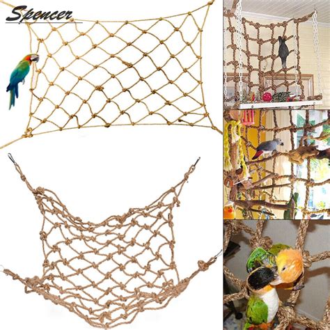 spencer pet parrot climbing net rope bird jungle fever swing hemp rope cockatiel ladder play net
