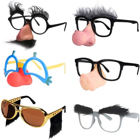 Htooq Funny Disguise Glasses Groucho Marx Mustache Glasses Kit 6