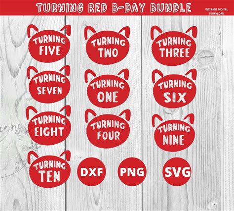 turning red svgbirthday bundle birthday svg birthday design png