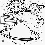 Coloring Solar System Pages Space Color Planets Kids Children Print Galaxy Outer Ship Easy Printable Planet Sun Cartoon Drawing Playgroup sketch template
