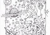 Pages Coloring Psychedelic Space Outer Coloring4free Printable Adult sketch template