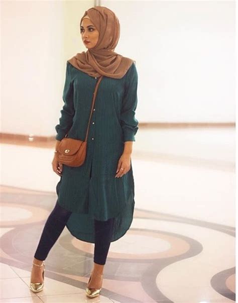 chiffon hijab styles   long tunic dress