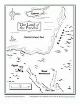 Map Bible Exodus Coloring Kids Sea Red Crossing Land Children School Sunday Activities Pdf Commandments Lesson sketch template