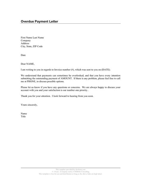 Outstanding Bill Letter Template