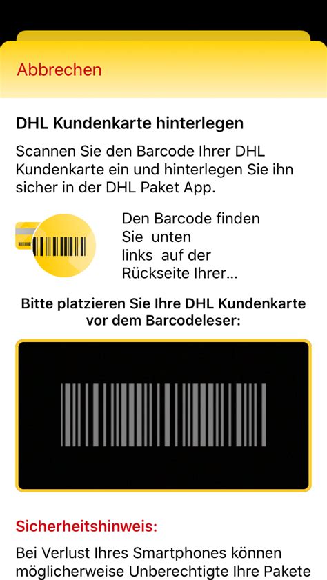 dhl paket kundenkarte   der app verfuegbar barcode fuer packstation deskmodderde