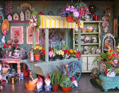 blukatkraft dollhouse miniatures garden  flower shop   scale