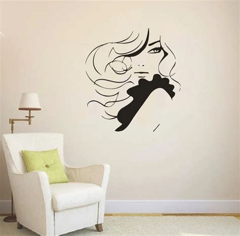 Free Shipping Home Decoration Vinyl Decal Hair Beauty Salon Sexy Girl
