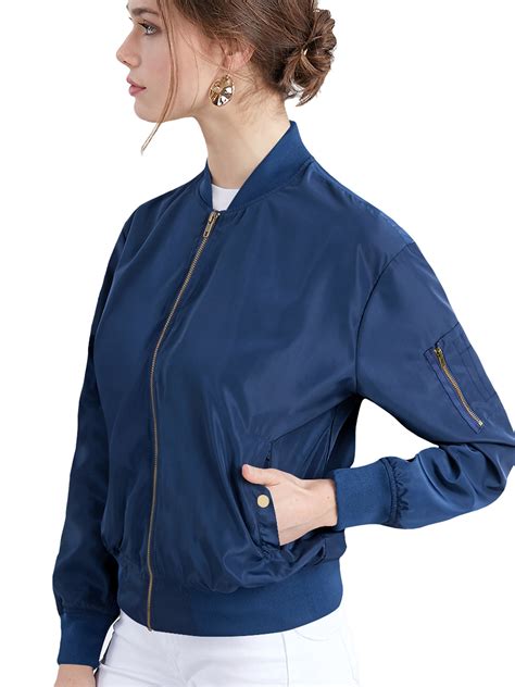 johnny womens classic lightweight jacket multi pocket windbreaker bomber jacket