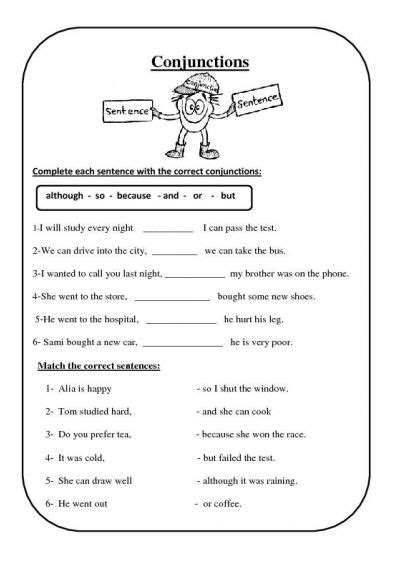 images  subordinating conjunctions  commas worksheets