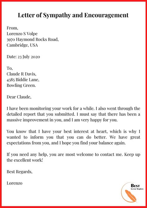 sympathy letter template format sample examples