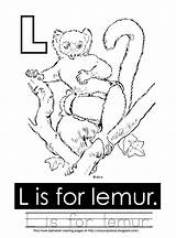 Coloring Lemur Alphabet sketch template