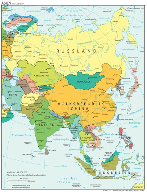 politische landkarte von asien oktober  weltatlas onlinede