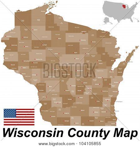 wisconsin county map vector photo  trial bigstock