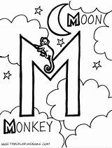Coloring Letter Pages Moon Monkey Alphabet Kids Colouring Sheets Printable Color Getcolorings Tot School sketch template