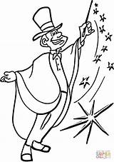 Magic Coloring Magician Circus Pages Colouring Printable Template Clipart Stick sketch template