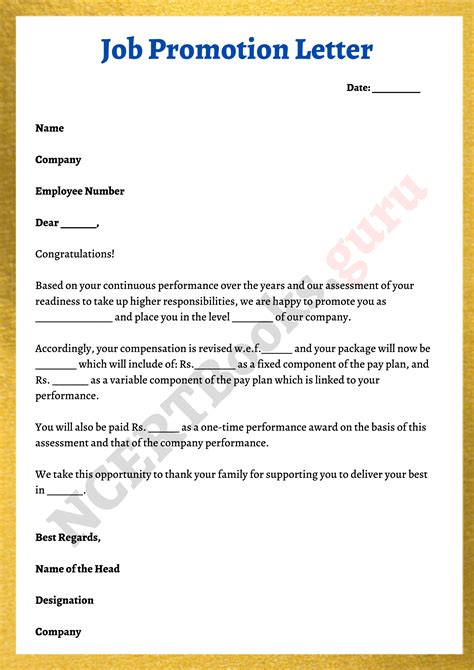 promotion letter format samples   write  job promotion letter