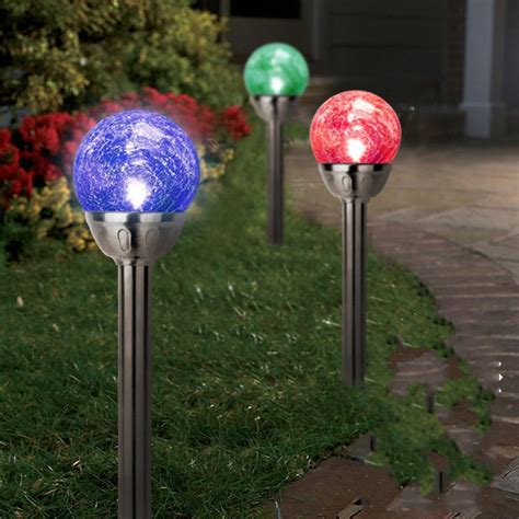 pcs solar lights cracked glass ball led garden lights landscape pathway outdoor lights  path