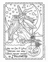 Coloring Witch Halloween Pages Adult Vintage Owl Colouring Printable Kids Books Witches Adults Sheets Printables Print Pumpkin Activities Children Fantasy sketch template