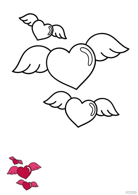 heart  wings coloring pages