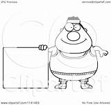 Plump Gym Sign Man Clipart Cartoon Thoman Cory Outlined Coloring Vector Royalty sketch template