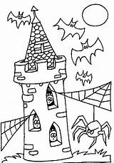 Colorir Castelo Assombrado Aranhas Morcegos Imprimir Hellokids sketch template