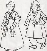 Korean Hanboks sketch template