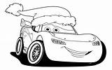 Mcqueen Lightning Coloring Pages Car Cars Santa Hat Smiling Wonder Claus Wearing sketch template