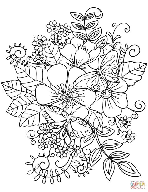coloring pages butterflies  flowers  wallpaper