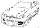 Nissan Skyline Gtr R35 Coloring Drawing Pages Draw Furious Fast R34 Car Jdm Do Deviantart Printable Drawings Cars Line Educativeprintable sketch template