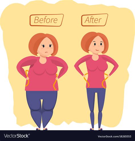 fitness classes girl before and after weight loss vector image