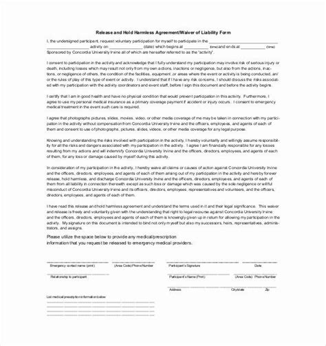 hold harmless letter template  hold harmless agreement form letter
