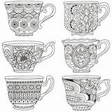 Tea Cups Coloring Pages Cup Saucer Teacup Printable Stacked Colouring Bear Template Sheets Zentangle Print Year Choose Board Drawing sketch template