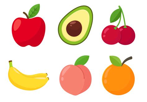 conjunto de frutas saludables de dibujos animados  vector en