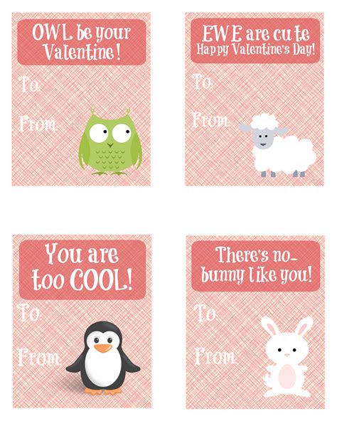 cute animal valentines day cards  printable