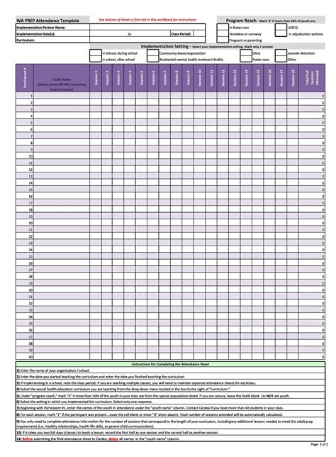 printable attendance sheet templates templatelab dailymonthly