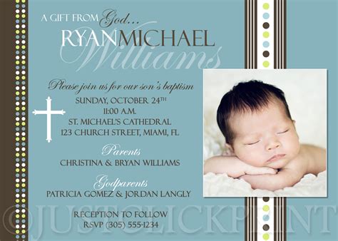 modern boys baptism dedication christening photo invitation printable  click print
